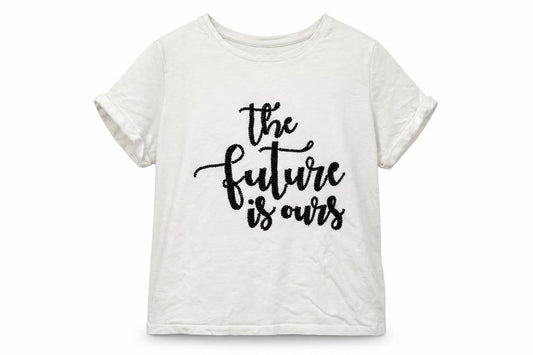 F&F Girls White   Basic T-Shirt Size 10-11 Years  - The Future is Ours