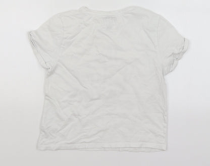 Back view of F&F girls’ white basic t-shirt, size 10-11, years - the future is ours