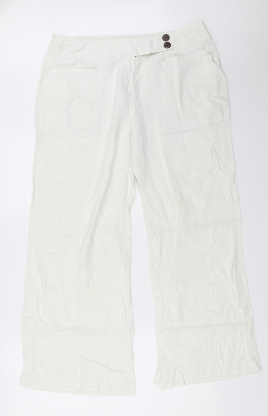 Preworn Womens White   Trousers  Size 16 L28 in
