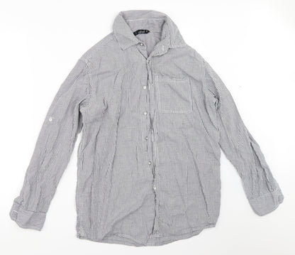 Weekend Womens Blue Striped  Basic Button-Up Size 10
