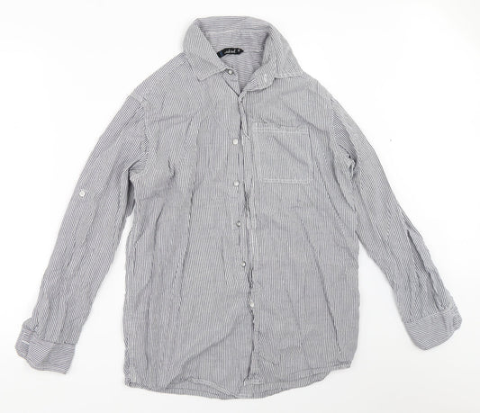Weekend Womens Blue Striped  Basic Button-Up Size 10