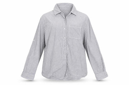 Weekend Womens Blue Striped  Basic Button-Up Size 10