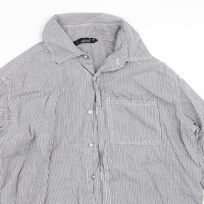 Weekend Womens Blue Striped  Basic Button-Up Size 10