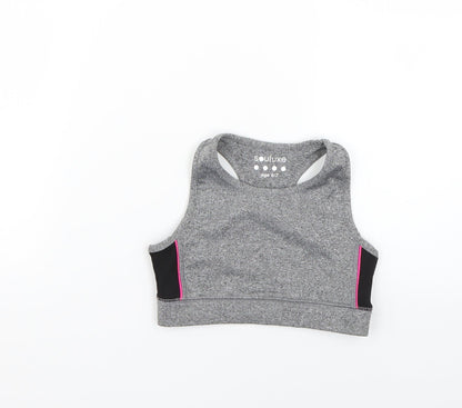 Additional front view of Matalan girls’ grey basic t-shirt, size 6-7, years