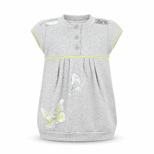 Front view of Debenhams Baby Grey Geometric Jumper Dress, size 12-18, Months