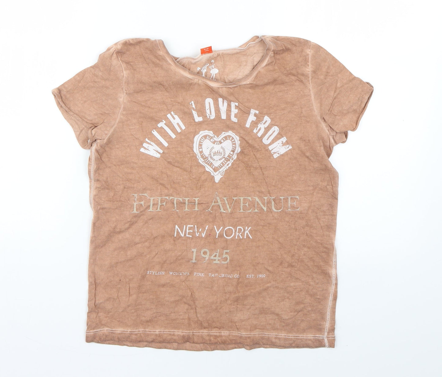 River Island Girls Beige Geometric  Basic T-Shirt Size 9-10 Years