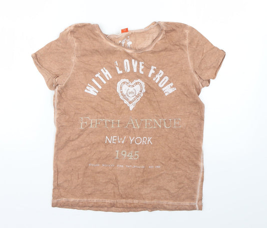 River Island Girls Beige Geometric  Basic T-Shirt Size 9-10 Years