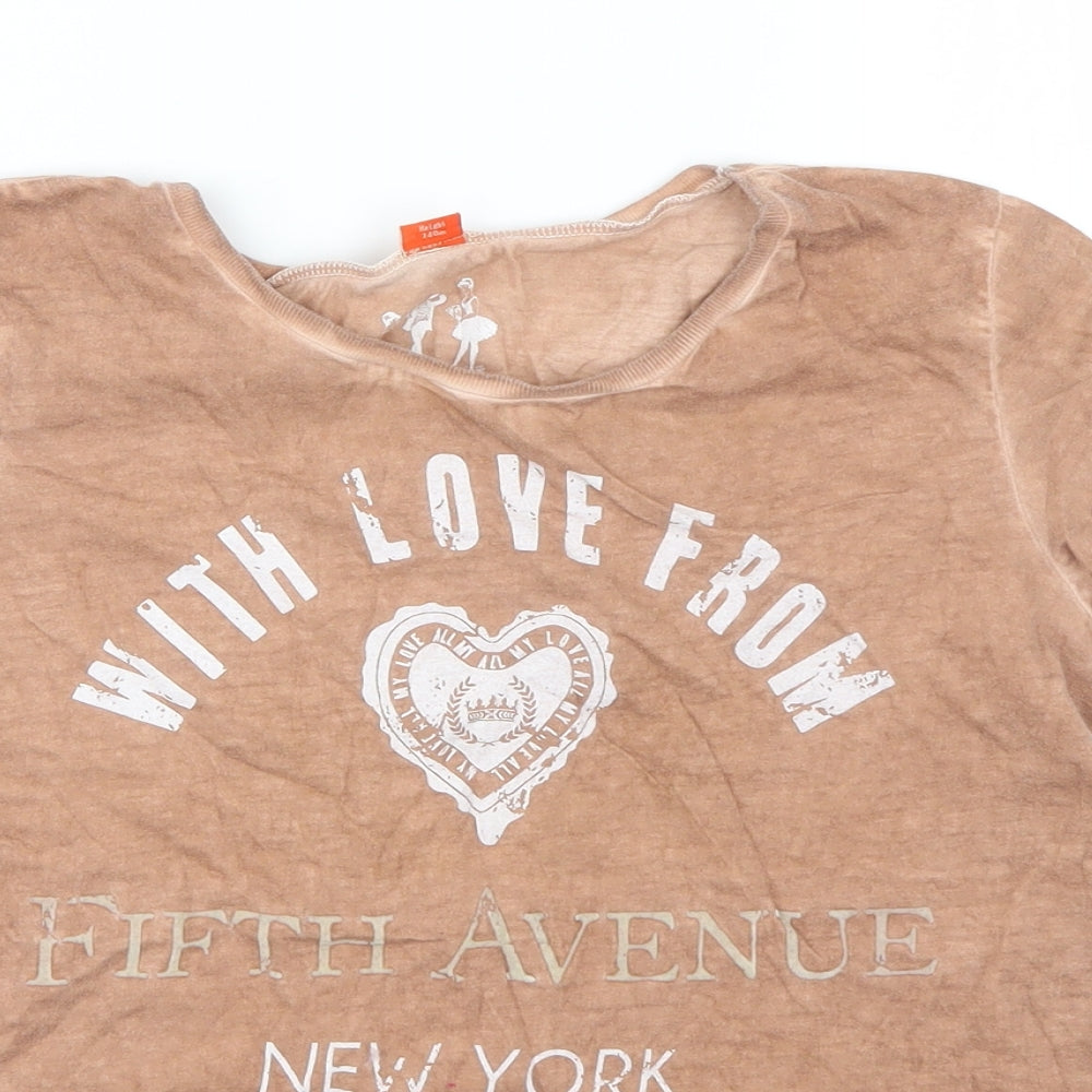 River Island Girls Beige Geometric  Basic T-Shirt Size 9-10 Years