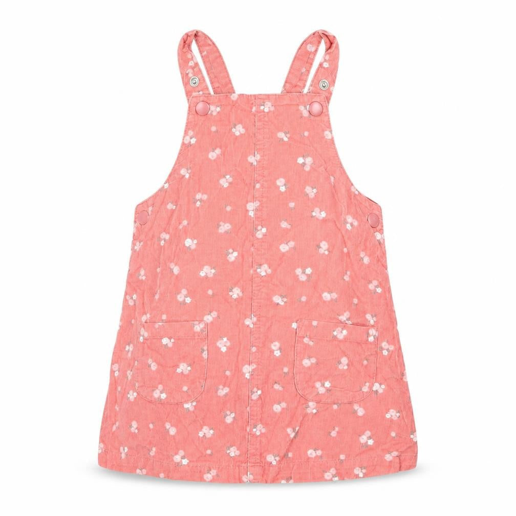btu Baby Pink Floral  Pinafore/Dungaree Dress  Size 9-12 Months