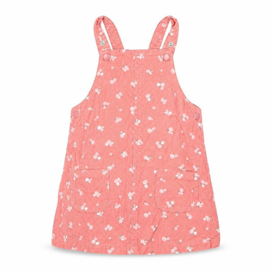 Front view of btu Baby Pink Floral Pinafore/Dungaree Dress, size 9-12, Months
