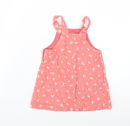 Back view of btu Baby Pink Floral Pinafore/Dungaree Dress, size 9-12, Months
