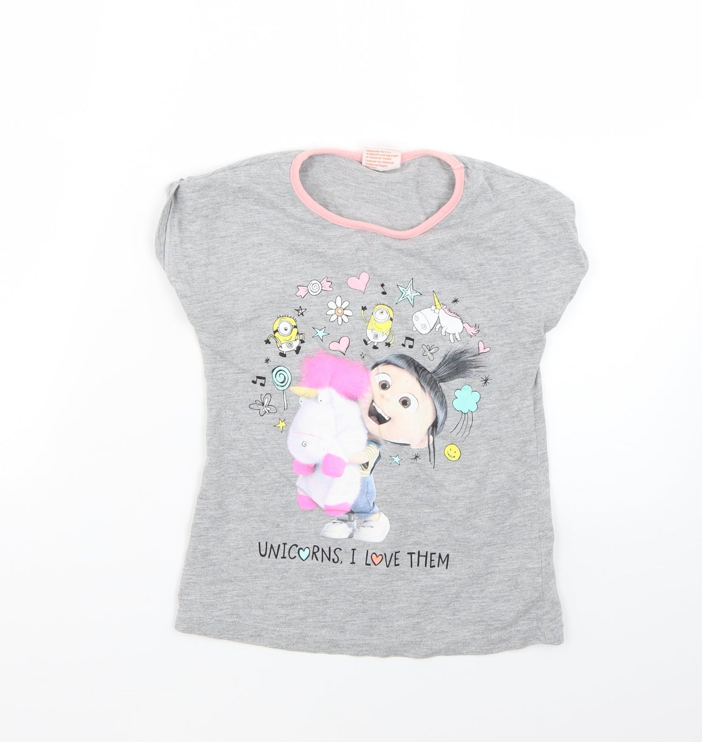 univeral studios Girls Grey Geometric  Top Pyjama Top Size 7-8 Years