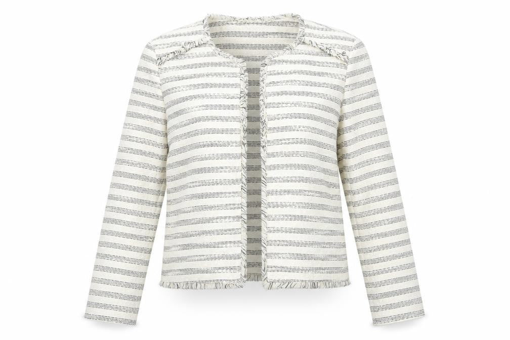 Matalan Womens White Striped  Jacket Coatigan Size 12