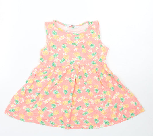 Primark Girls Orange Geometric  Basic T-Shirt Size 2-3 Years
