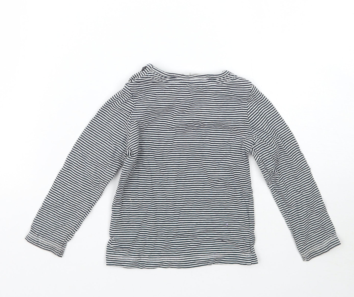 John Lewis Girls White Striped  Basic T-Shirt Size 9-12 Months