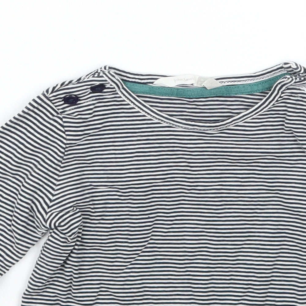 John Lewis Girls White Striped  Basic T-Shirt Size 9-12 Months