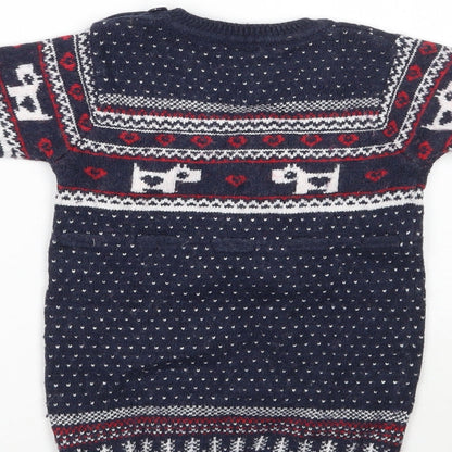 Next Girls Blue Fair Isle  Pullover Jumper Size 2 Years