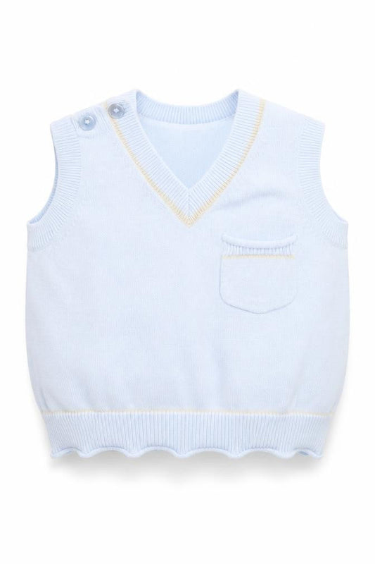 Front view of Next boys’ blue jumper, size 3-6, months