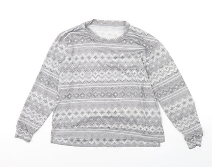 Additional front view of Dunnes women’s grey striped jumper, size S