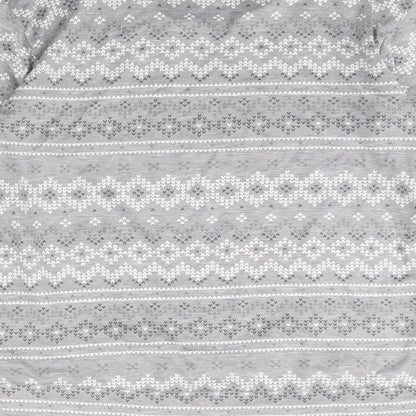 Brand and care label for Dunnes women’s grey striped jumper, size S