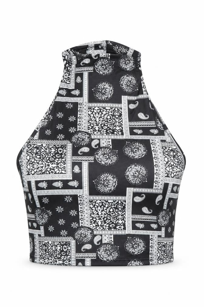 SheIn Womens Black Fair Isle  Basic Tank Size L