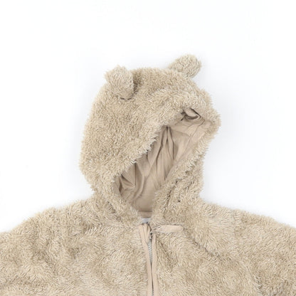 Close-up detail of miniclub Baby Brown Full Zip Jumper, size 0-3, Months