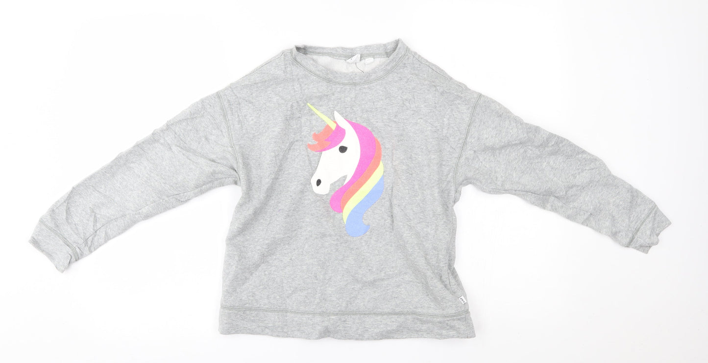 Gap Girls Grey   Pullover Jumper Size 10-11 Years  - unicorn