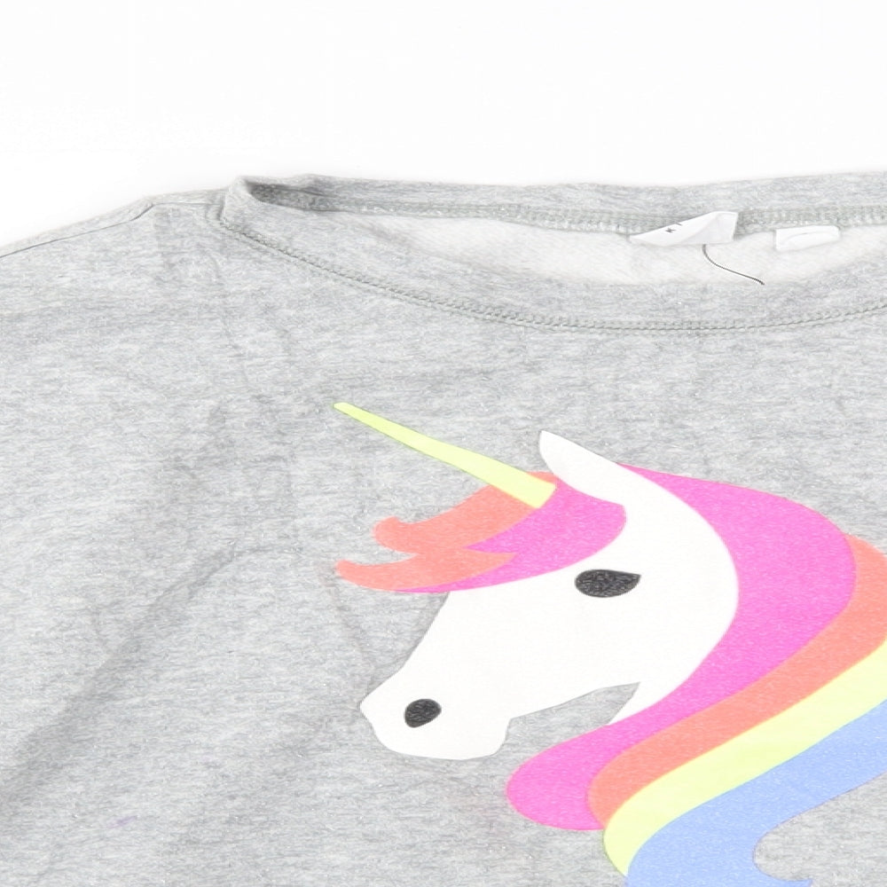 Gap Girls Grey   Pullover Jumper Size 10-11 Years  - unicorn