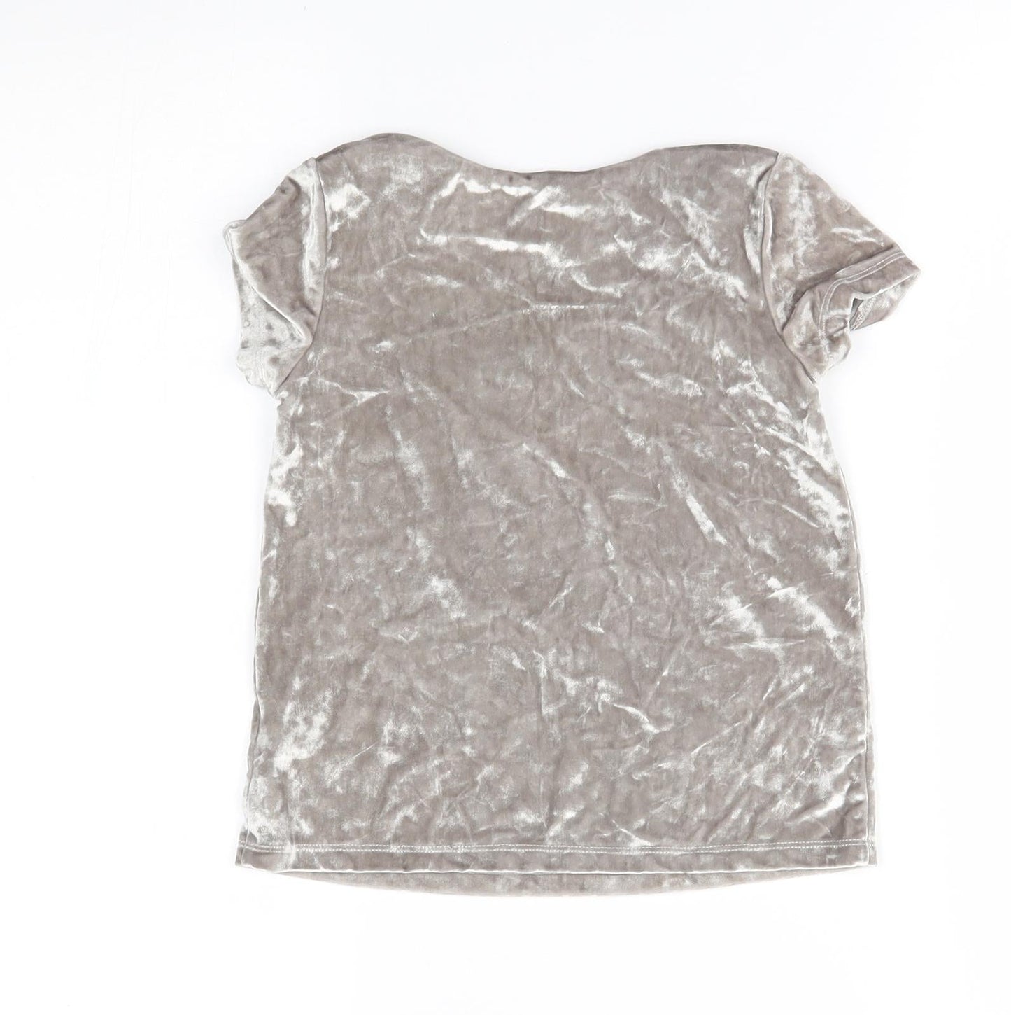 TU Girls Silver   Basic T-Shirt Size 6 Years  - velvet look