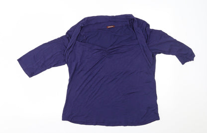 Additional front view of Savoir women’s blue basic blouse, size UK 20