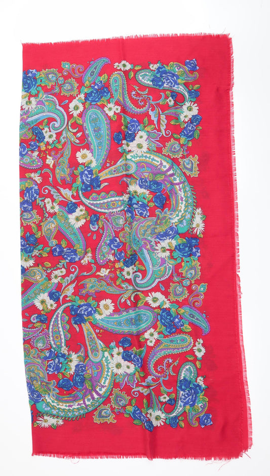 Preworn Womens Red Floral   Scarf