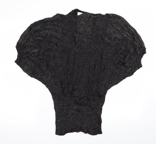 Miss Harvey Womens Black   Pullover Jumper One Size  - Glittery Batwing Jumper