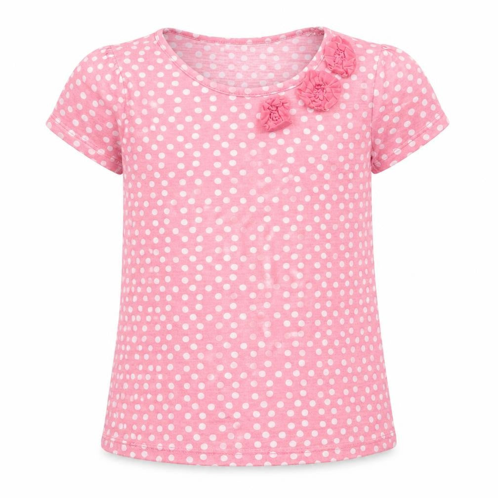 John Lewis Girls Pink Polka Dot  Basic T-Shirt Size 6 Years