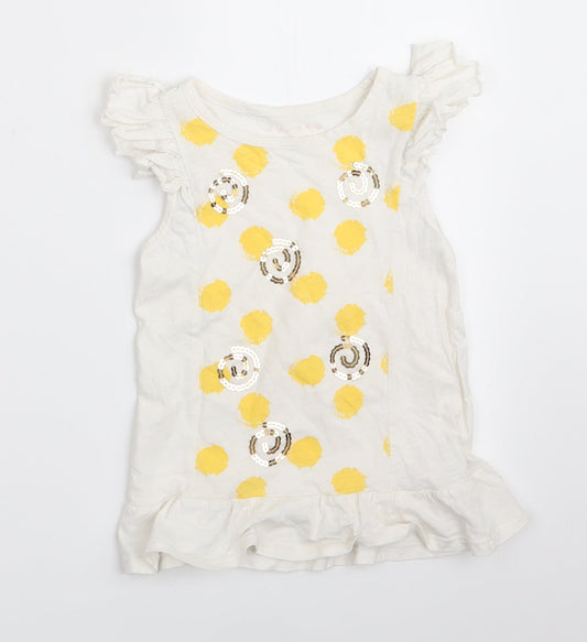 Nutmeg Girls White Polka Dot  T-Shirt Dress  Size 3-4 Years  - Sequinns Gold