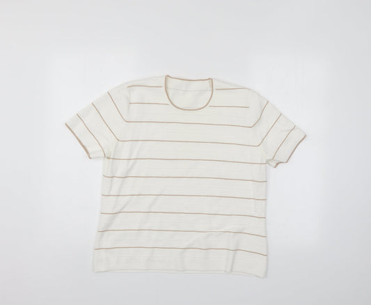 Preworn Womens White Striped  Pullover Jumper Size 18