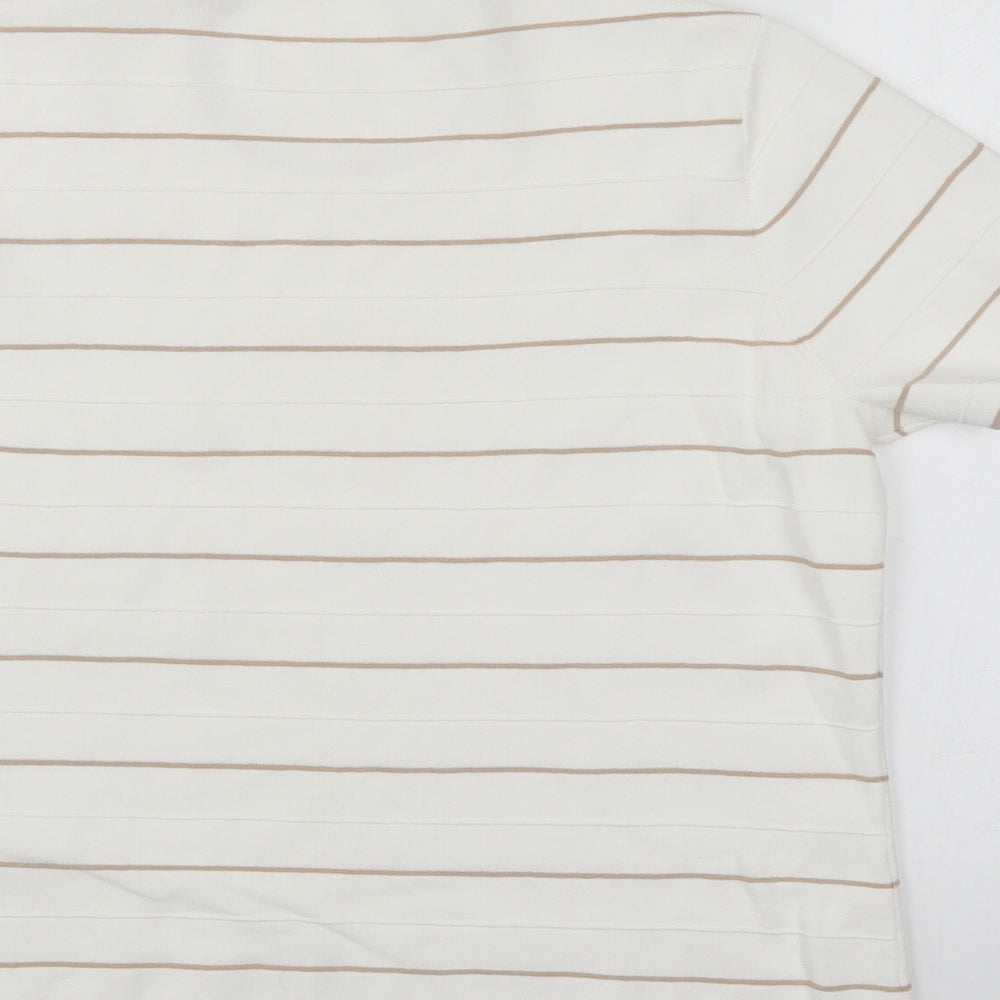 Preworn Womens White Striped  Pullover Jumper Size 18