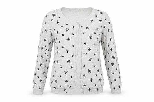 Front view of Atmosphere women’s grey shrug jumper, size UK 10