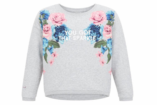 H&M Girls Grey Floral  Pullover Sweatshirt Size 11-12 Years