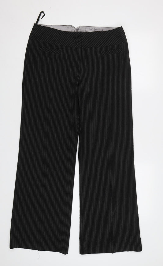 Dorothy Perkins Womens Black Striped  Dress Pants Trousers Size 12 L31 in