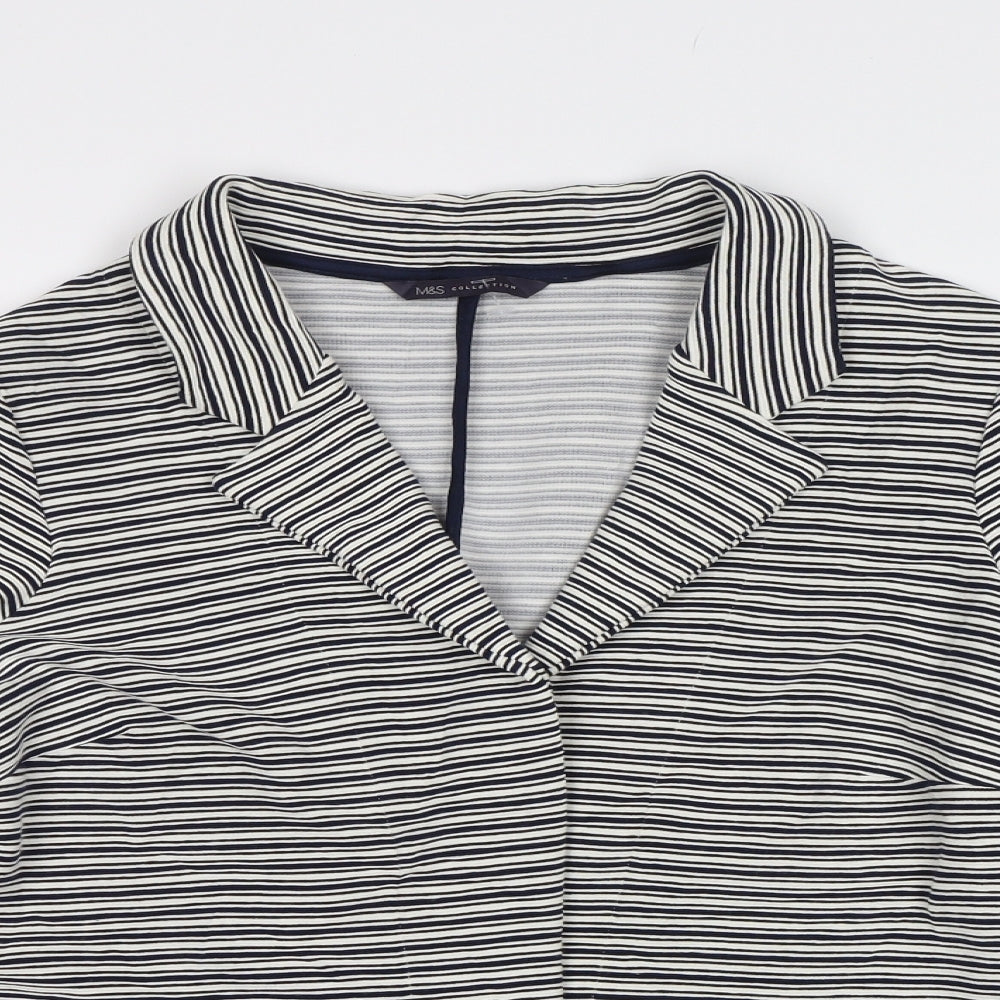 M&S Womens White Striped  Jacket Blazer Size 14