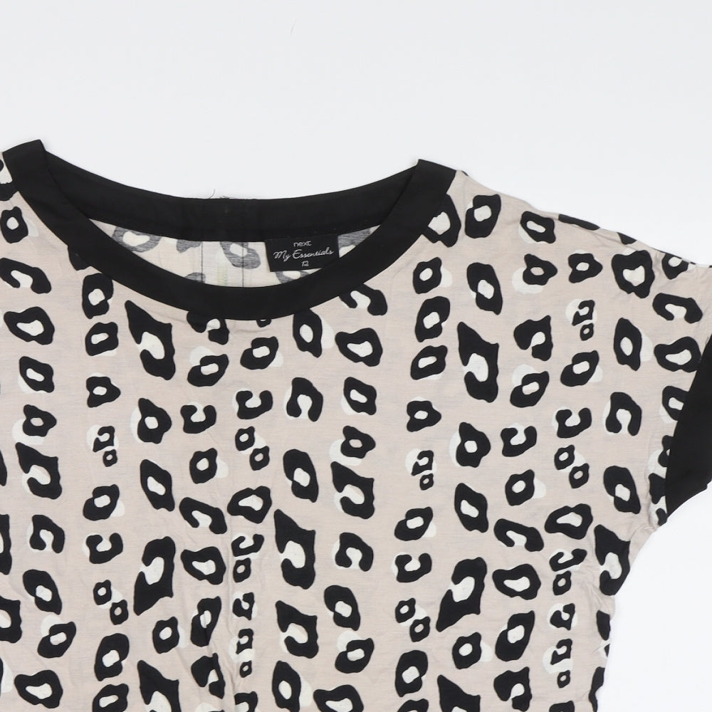 NEXT Womens Beige Animal Print  Basic Blouse Size 12