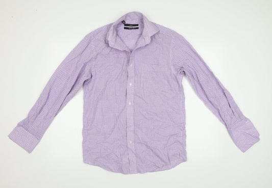 NEXT Mens Purple Check   Button-Up Size 15.5