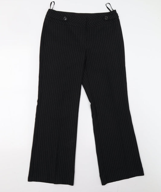 Evie Womens Black Striped  Trousers  Size 10 L28 in
