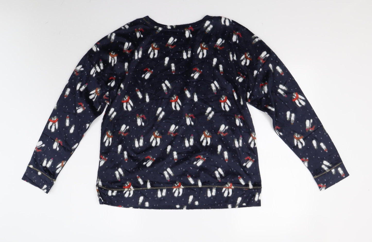 M&S Womens Blue Solid Fleece Top Pyjama Top Size L