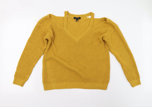 New Look Womens Yellow  Knit Pullover Jumper Size S