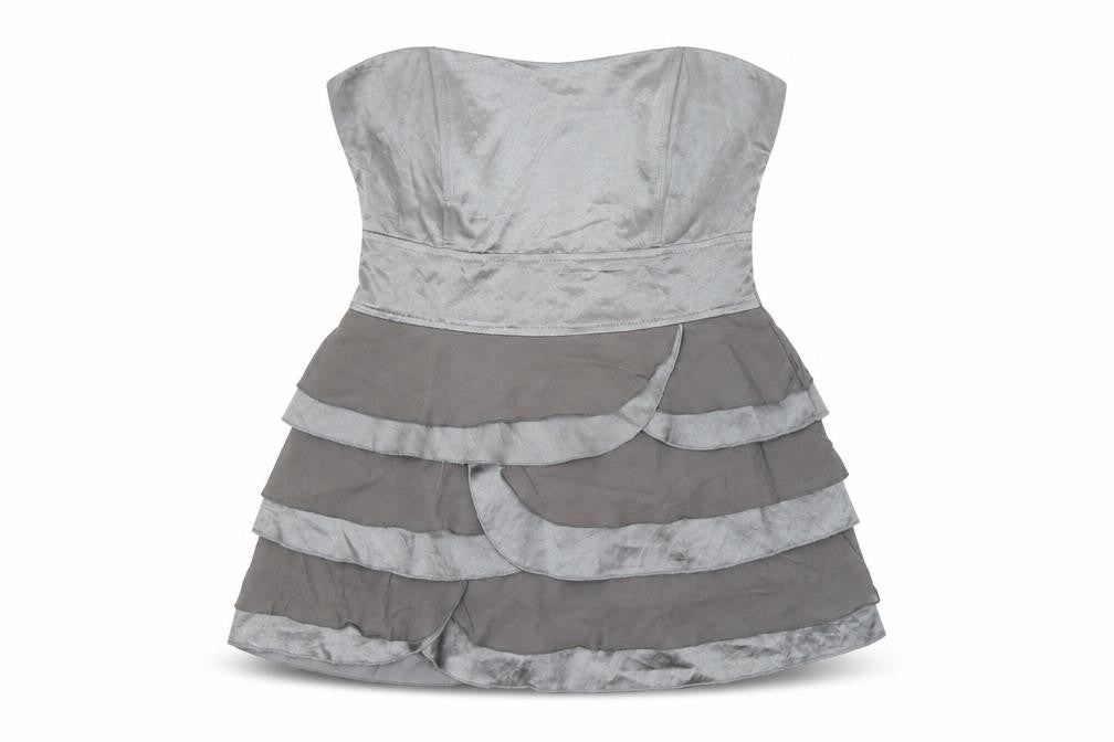 Preworn Womens Grey  Satin Basic Blouse Size 12