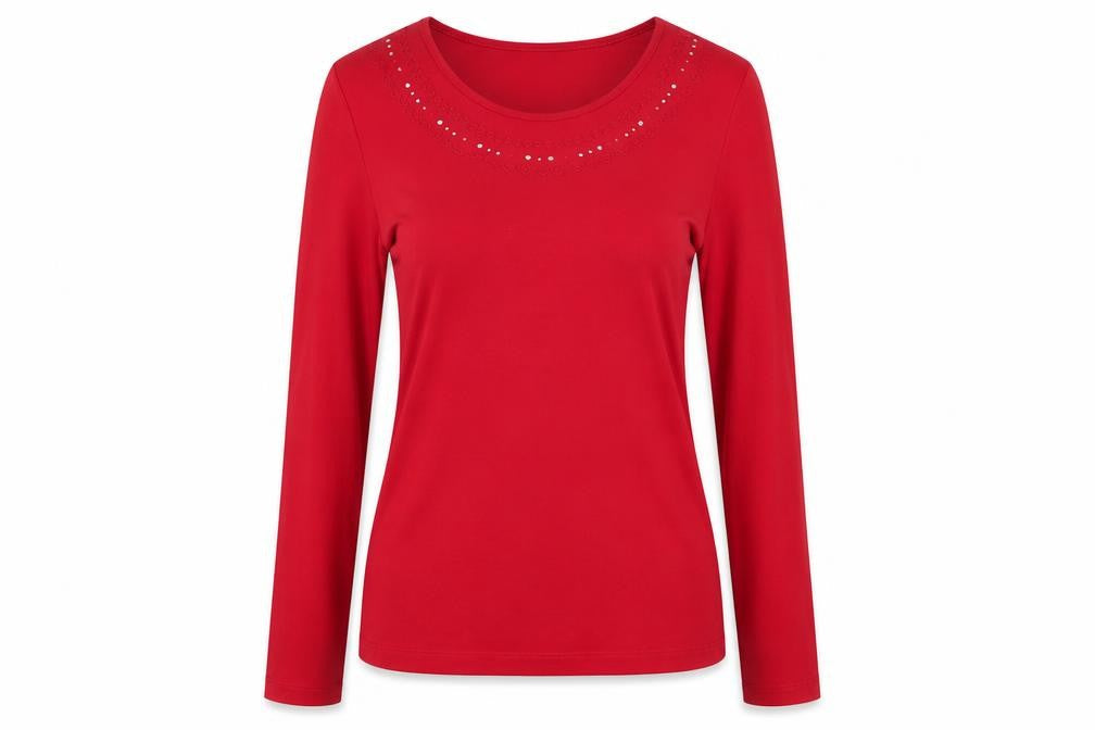 Habella Womens Red   Basic T-Shirt Size 10