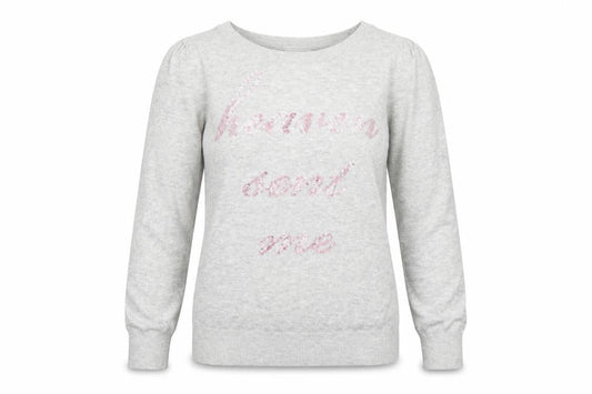 New Look Womens Grey  Knit Pullover Sweatshirt Size 12  - sequin