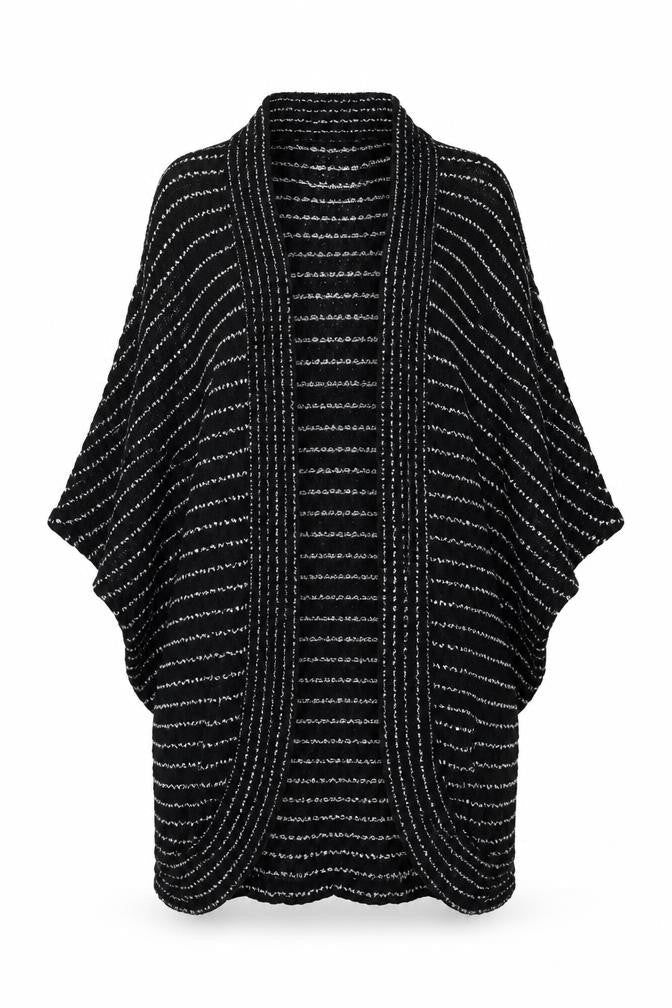 Silence + Noise Womens Black Striped  Cape Jumper Size S