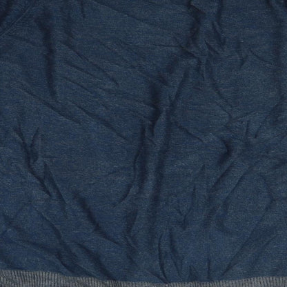 Brand and care label for Easy men’s blue jumper, size XL